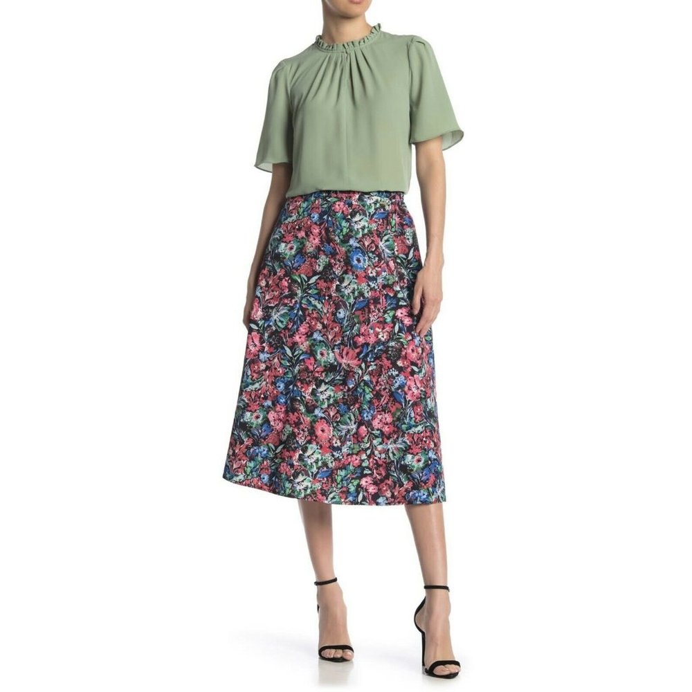 Tahari Women Skirt A line Flower Stretch Elastic Waist Small Size NWT